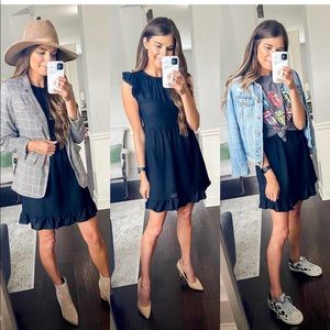 Black flutter sleeve dress